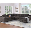 Pemberly Row Chenille Living Room Set Pull Out 6-Seater Sofa Bed in Brown
