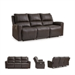 Pemberly Row Set of 3 Recliner, Sofa, & Loveseat with Console in Brown