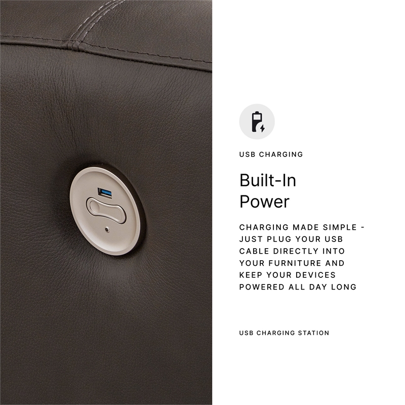 Pemberly Row Set of 3 Recliner, Sofa, & Loveseat with Console in Brown