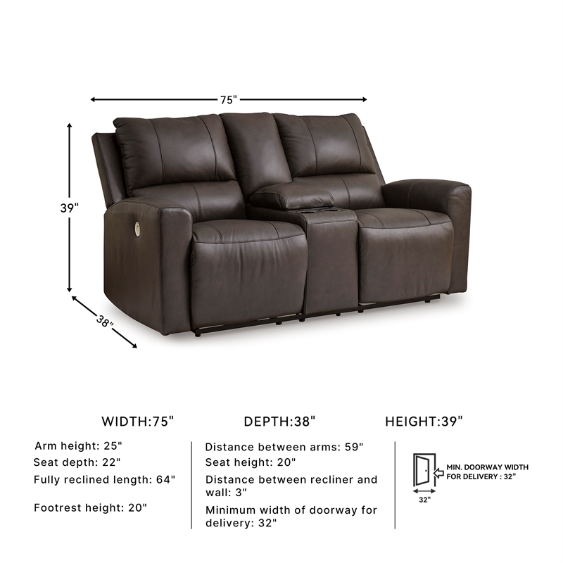 Pemberly Row Set of 3 Recliner, Sofa, & Loveseat with Console in Brown