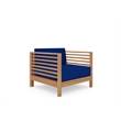 Pemberly Row Modern Teak Outdoor Club Chair with True Blue Cushion