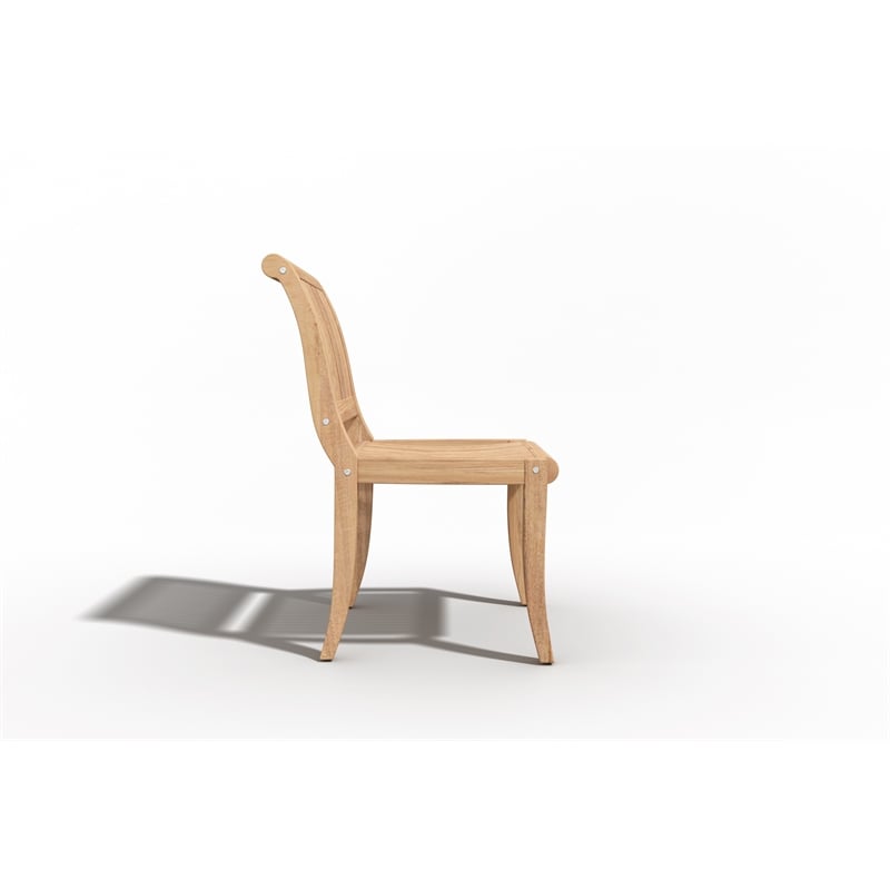 Pemberly Row Contemporary Teak Outdoor Solid Wood Side Chair
