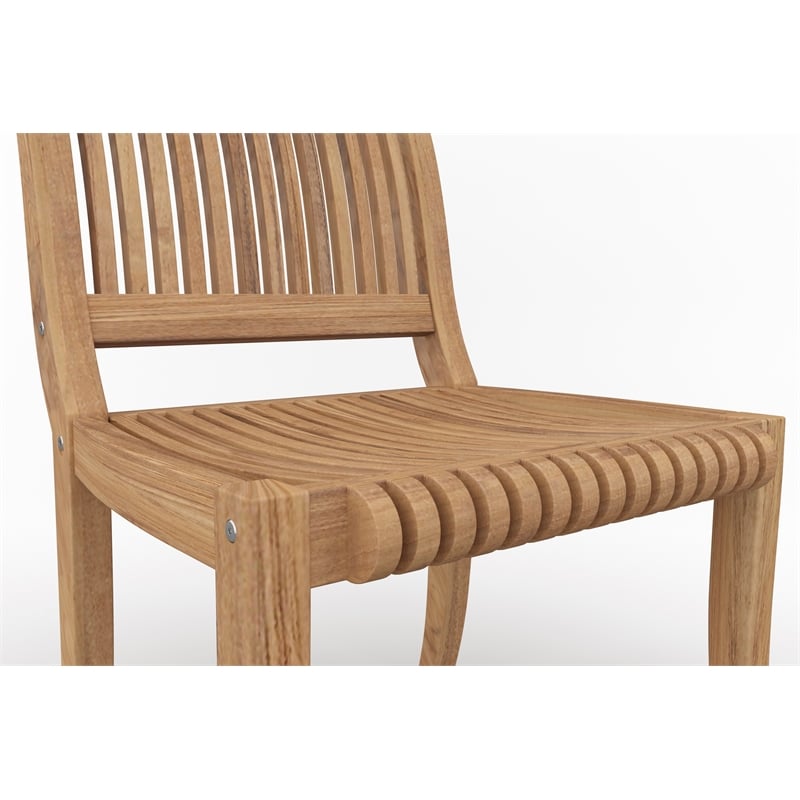 Pemberly Row Contemporary Teak Outdoor Solid Wood Side Chair