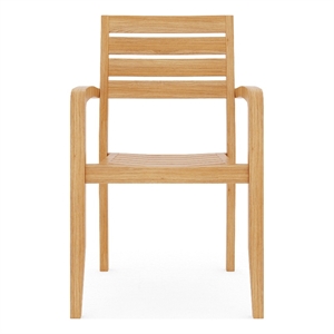 Pemberly Row Traditional Teak Outdoor Stacking Armchair in Natural (Set of 4)
