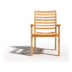 Pemberly Row Stacking Teak Outdoor Dining Armchair Natural (Set of 4)