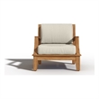 Pemberly Row Traditional Teak Club Chair with Canvas Cushion in Charcoal