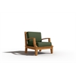 Pemberly Row Traditional Teak Club Chair with Fern Green Cushion in Forest