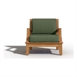 Pemberly Row Traditional Teak Club Chair with Fern Green Cushion in Forest