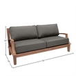 Pemberly Row Traditional Teak Deep Seating Outdoor Sofa with Cushion in Charcoal
