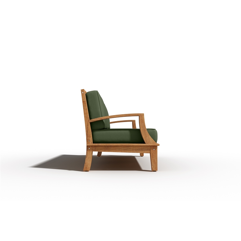 Pemberly Row Teak Deep Seating Outdoor Sofa with Cushion in Fern Green