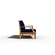Pemberly Row Traditional Teak Deep Seating Outdoor Sofa with Cushion in Navy