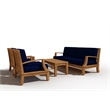 Pemberly Row Traditional Teak Deep Seating Outdoor Sofa with Cushion in Navy