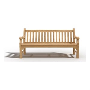 Pemberly Row Traditional 3-Person Teak Outdoor Bench in Natural