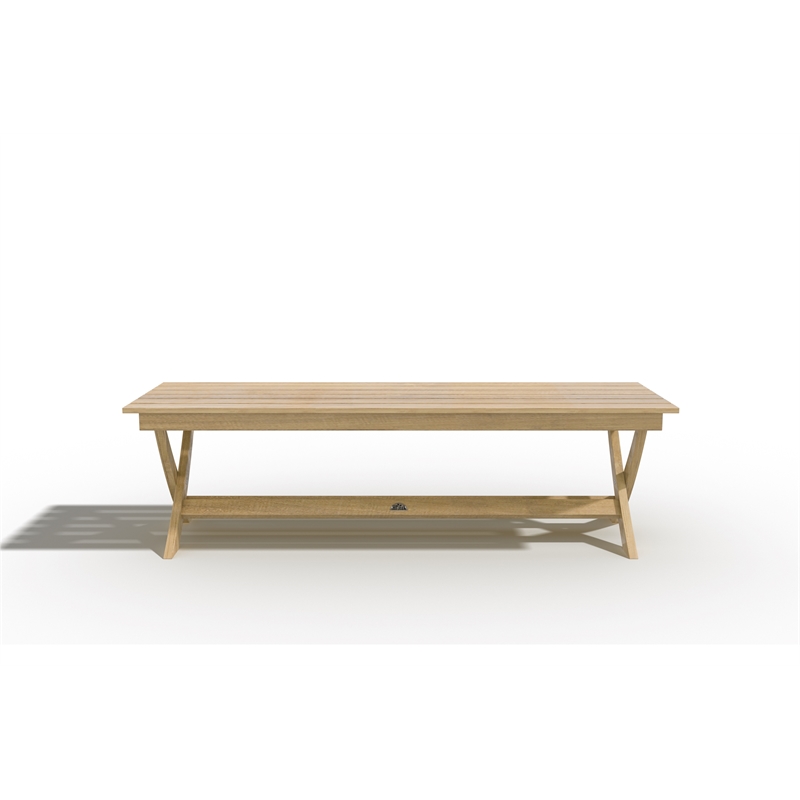 Pemberly Row 3-Piece Rectangular Teak Outdoor Picnic Dining Set in Natural