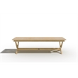 Pemberly Row 3-Piece Rectangular Teak Outdoor Picnic Dining Set in Natural