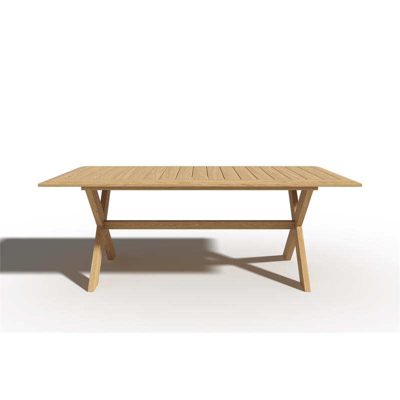 Pemberly Row 3-Piece Rectangular Teak Outdoor Picnic Dining Set in Natural