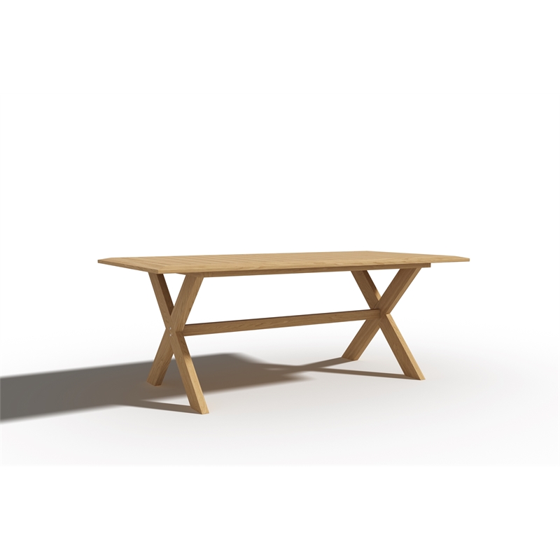 Pemberly Row 3-Piece Rectangular Teak Outdoor Picnic Dining Set in Natural