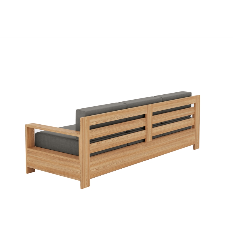 Pemberly Row Traditional 4-Piece Teak Outdoor Patio Deep Seating Set in Charcoal