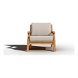 Pemberly Row Traditional Teak Deep Seating Outdoor Club Chair with Beige Cushion