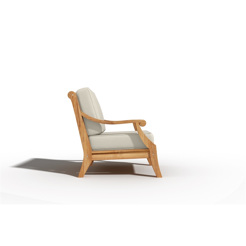 Pemberly Row Traditional Teak Deep Seating Outdoor Club Chair in Tan