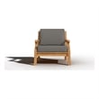 Pemberly Row Teak Deep Seating Outdoor Club Chair with Charcoal Cushion