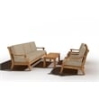 Pemberly Row Traditional Teak Deep Seating Outdoor Club Chair with Fawn Cushion