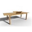 Pemberly Row Traditional Teak Outdoor Dining Table w/ Built-In Extension Natural