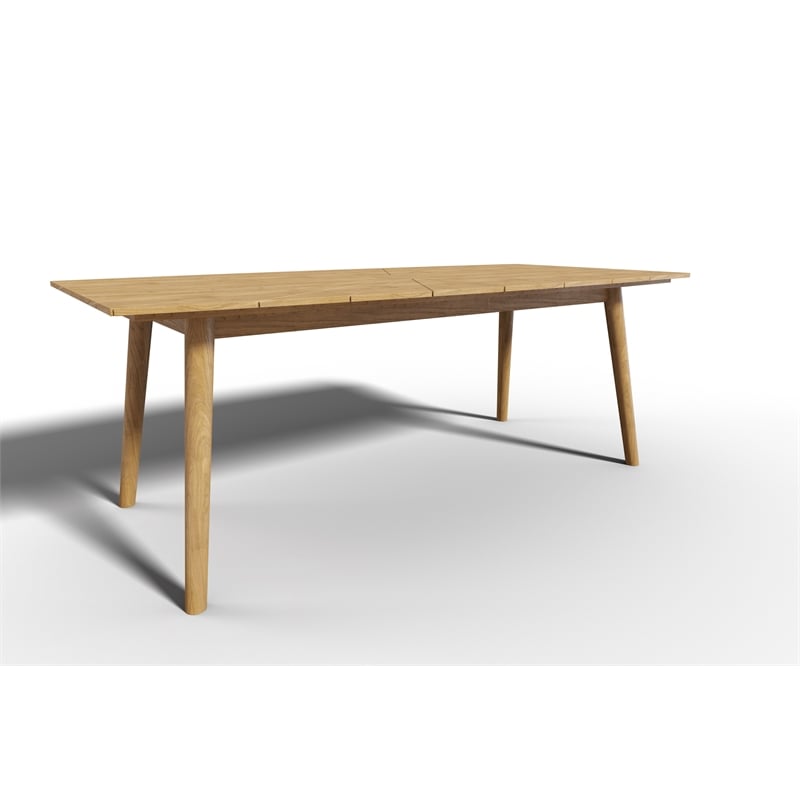 Pemberly Row Traditional Rectangular Teak Outdoor Dining Table in Natural
