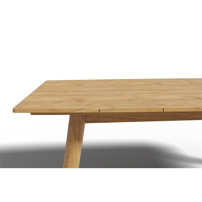 Pemberly Row Traditional Rectangular Teak Outdoor Dining Table in Natural