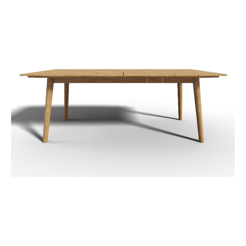 Pemberly Row Traditional Rectangular Teak Outdoor Dining Table in Natural