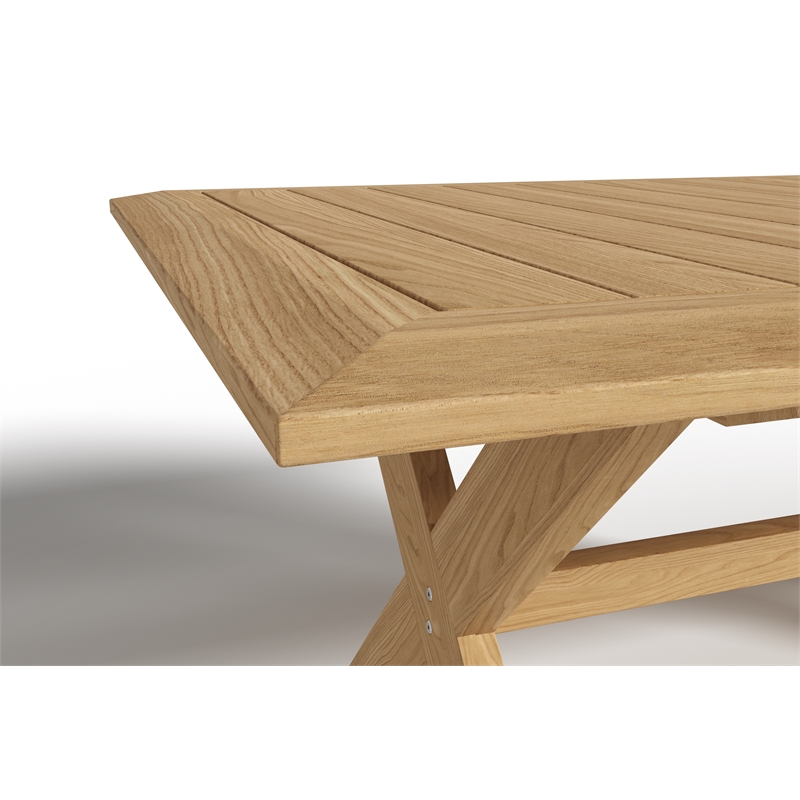 Pemberly Row 78.75-inch Rectangular Outdoor Teak Dining Table in Natural