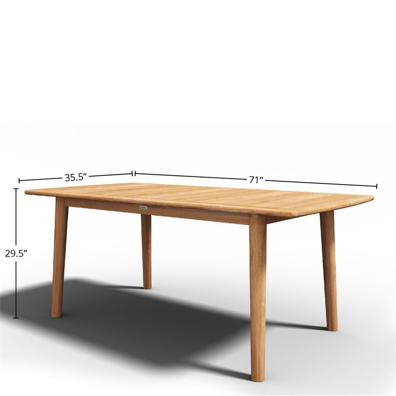 Pemberly Row Traditional Rectangular Teak Outdoor Dining Table in Natural