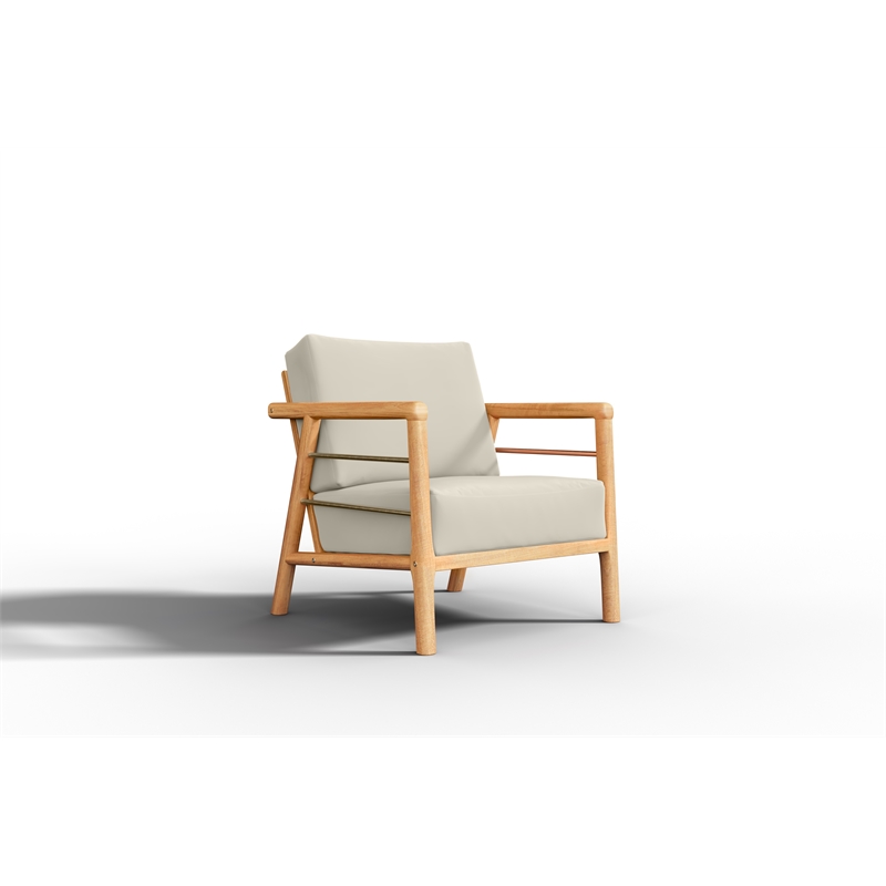 Pemberly Row Traditional Teak Deep Seating Outdoor Club Chair in Tan