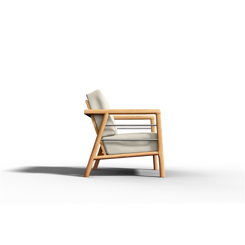 Pemberly Row Traditional Teak Deep Seating Outdoor Club Chair in Tan