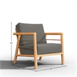 Pemberly Row Teak Deep Seating Outdoor Club Chair w/ Charcoal Cushion