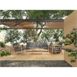 Pemberly Row Teak Deep Seating Outdoor Club Chair w/ Charcoal Cushion