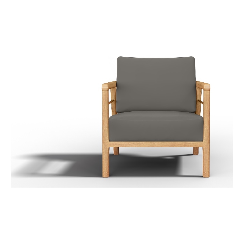 Pemberly Row Teak Deep Seating Outdoor Club Chair w/ Charcoal Cushion