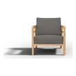 Pemberly Row Teak Deep Seating Outdoor Club Chair w/ Charcoal Cushion