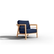 Pemberly Row Traditional Teak Deep Seating Outdoor Club Chair with Navy Cushion