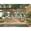 Pemberly Row 86-inch Teak Deep Seating Outdoor Sofa with Fawn Cushion