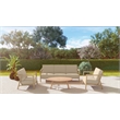 Pemberly Row 86-inch Teak Deep Seating Outdoor Sofa with Fawn Cushion