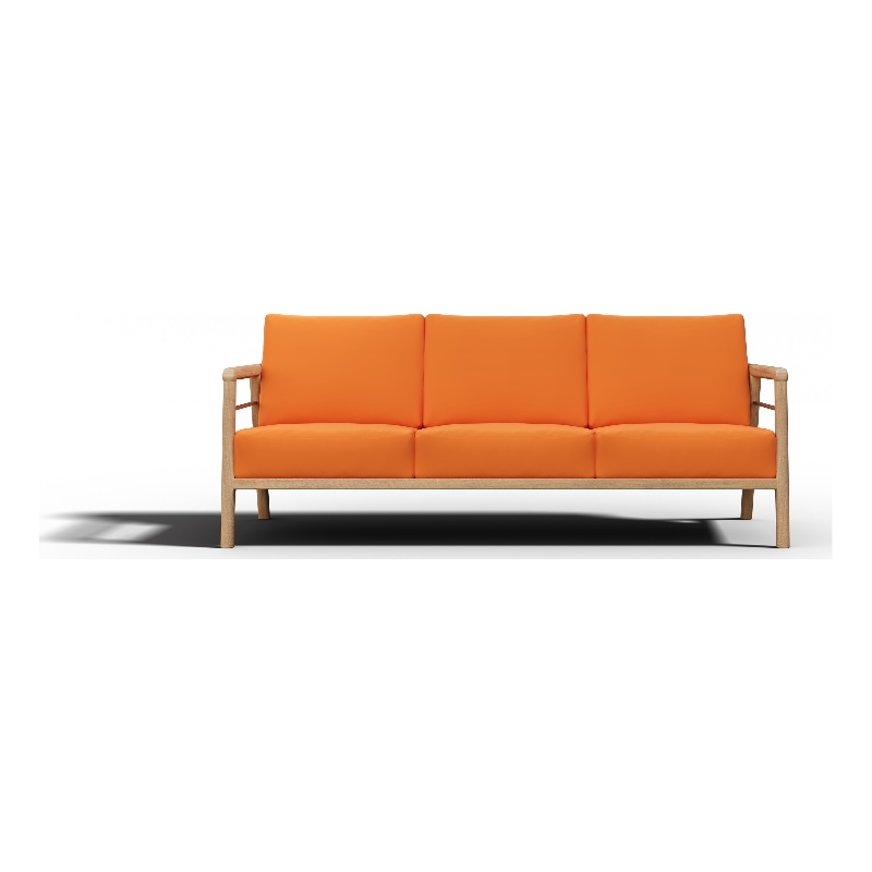 Pemberly Row 86-inch Teak Deep Seating Outdoor Sofa with Melon Cushion