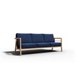 Pemberly Row 86-inch Teak Deep Seating Outdoor Sofa with Navy Cushion