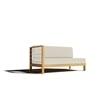 Pemberly Row Teak Outdoor Sectional Left Sofa with Canvas Cushion in Tan