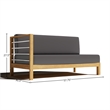 Pemberly Row Traditional Teak Outdoor Sectional Left Sofa with Charcoal Cushion