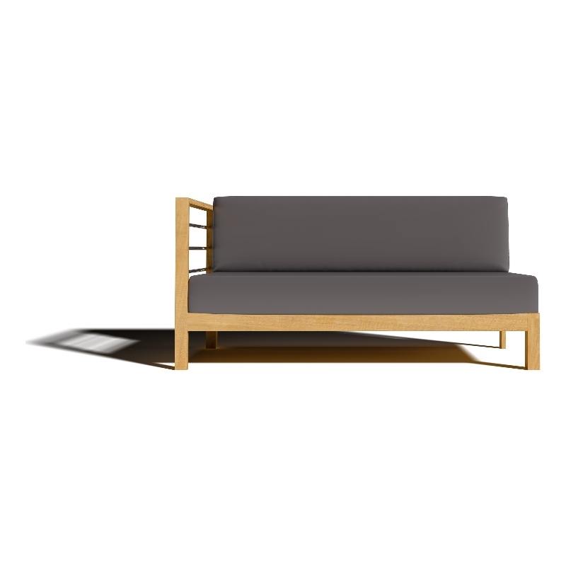 Pemberly Row Traditional Teak Outdoor Sectional Left Sofa with Charcoal Cushion