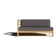 Pemberly Row Traditional Teak Outdoor Sectional Left Sofa with Charcoal Cushion