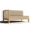 Pemberly Row Traditional Teak Outdoor Sectional Left Sofa with Fawn Cushion