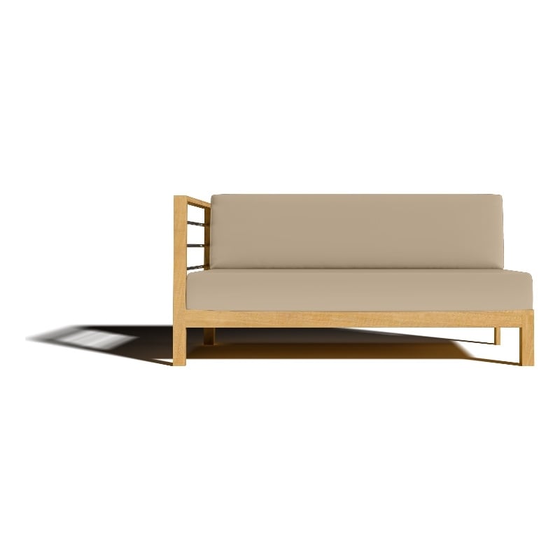 Pemberly Row Traditional Teak Outdoor Sectional Left Sofa with Fawn Cushion
