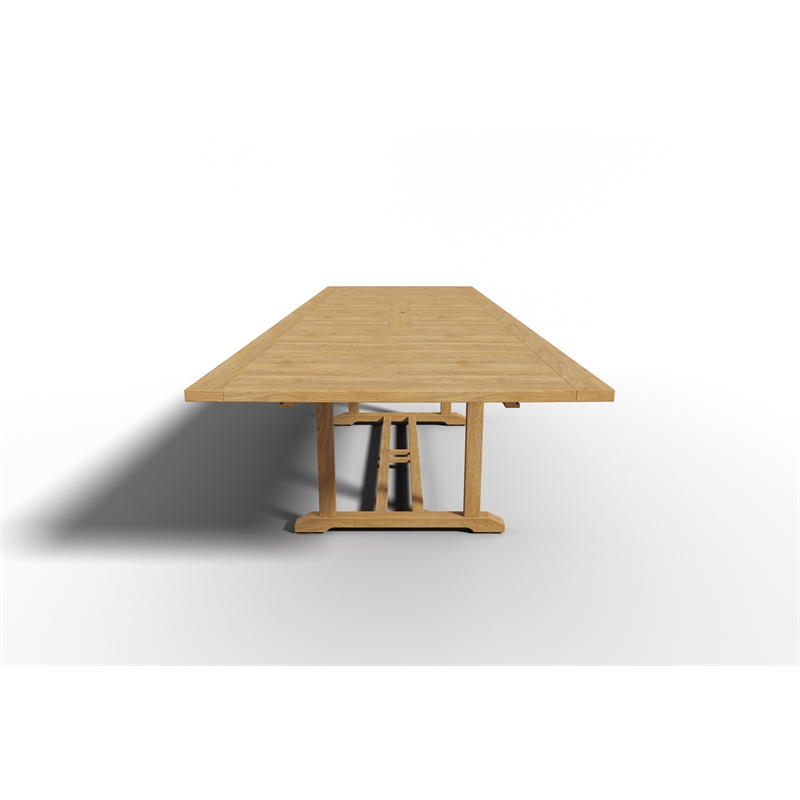 Pemberly Row Teak Outdoor Dining Table with Double Extensions Natural